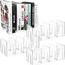 Lemecima 4 Pack Acrylic File Sorter, 4-Section Clear Desktop File Folder Holder Organizer, Thick Office Storage Stand Rack for Book, Envelopes, Mail, Document, Notebook, Binder, Purse, Clutch Divider