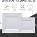N9R 60PCS White Square Plastic Plates, 30 Dinner & 30 Dessert Plates Heavy Duty, Fancy Disposable Plates for Party, Wedding and other Events