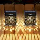 LOFTEK Solar Deck Lights, 2 Pack Solar Fence Lights, Outdoor Patio Decorative Light, Dusk to Dawn, Waterproof, Fence Post Light for Railing, Garden, Backyard, Stair, Step, Camping, Warm White