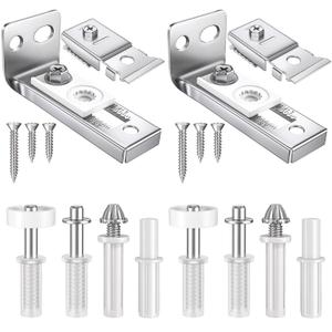 Bifold Door Hardware Repair Kit, 2 Set Bi-fold Sliding Closet Doors Replacement Parts with Top & Bottom Brackets, Pivots & Guides Wheel, Closet Door Hardware Kit for Folding Pocket & Accordion