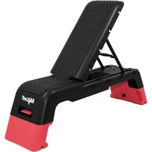 Yes4All Multifunctional Aerobic Deck - Versatile Fitness Station, Weight Bench, Aerobic Stepper, Plyometrics Box for Cardio Workouts and Strength Training (B.Red/Black)