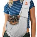 Tomkas Small Dog Sling Carrier - Cat Sling Carrier - Zipper Pocket & Adjustable Strap - for 3-10 lbs Pets (Gray) Puppy