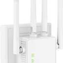 WiFi Extender Signal Booster Up to 10000sq.ft and 55 Devices, WiFi Range Extender, Wireless Internet Repeater, Long Range Amplifier with Ethernet Port, 1-Key Setup, Access Point, Alexa Compatible (Off-White)