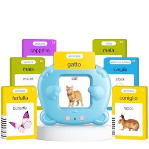 Italian & English Talking Flash Cards for Toddlers, Bilingual Flash Cards for Toddlers with 224 Sight Words, Montessori Learning Toys, Speech Therapy & Sensory Preschool Education Gifts for Kids