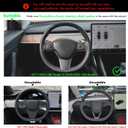 MEWANT Hand Stitched White Leather Tesla Model 3 Steering Wheel Cover for Tesla Model 3 2017-2023 / Model Y 2020-2023 for Tesla Model 3/Y Accessories