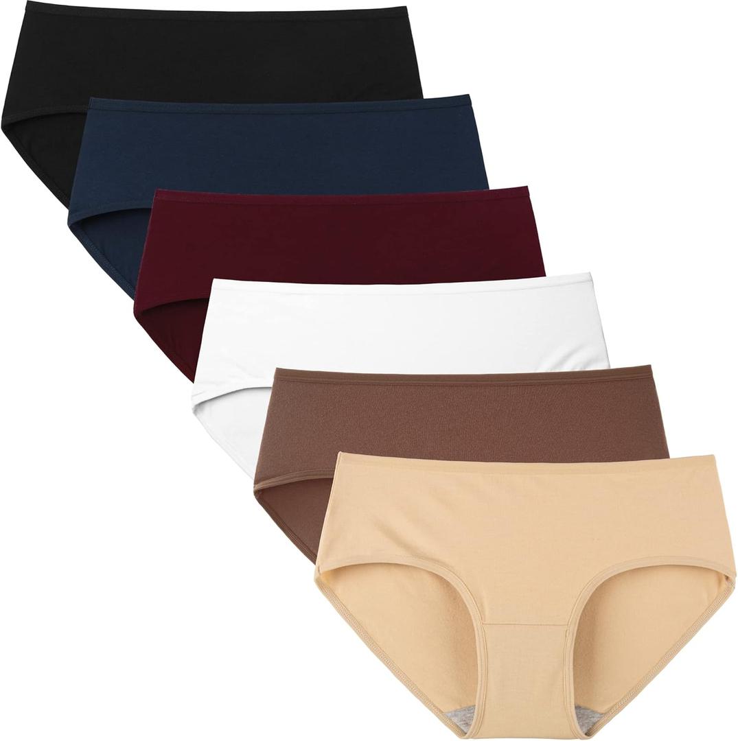 INNERSY Womens Underwear Cotton Hipster Panties Regular & Plus Size 6-Pack (Small, Afterglow)