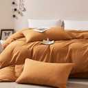 JELLYMONI Duvet Cover Queen Size - 100% Washed Cotton Comforter Cover with Linen-Like Texture, Breathable & Soft Bedding for Modern Home, Guest Room and Everyday Use,1 Duvet Cover & 2 Pillowcases