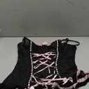 Lingerie Sets for Women Sexy Rave Outfits Lace Up Corset Bodysuit with Garter 2 Piece (Large, Black)