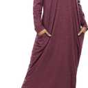 Marvmys Women Cotton Long Nightgowns Long Sleeves Nightshirts V Neck Full Length Sleep Shirts with Pocket (XL)