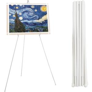 Thickened 63" White Easel Stand for Display Wedding Sign & Poster,Adjustable Easels for Display Poster Board Stand,Collapsable Portable Metal Painting Easel Tripod for Floor (White 1PC)