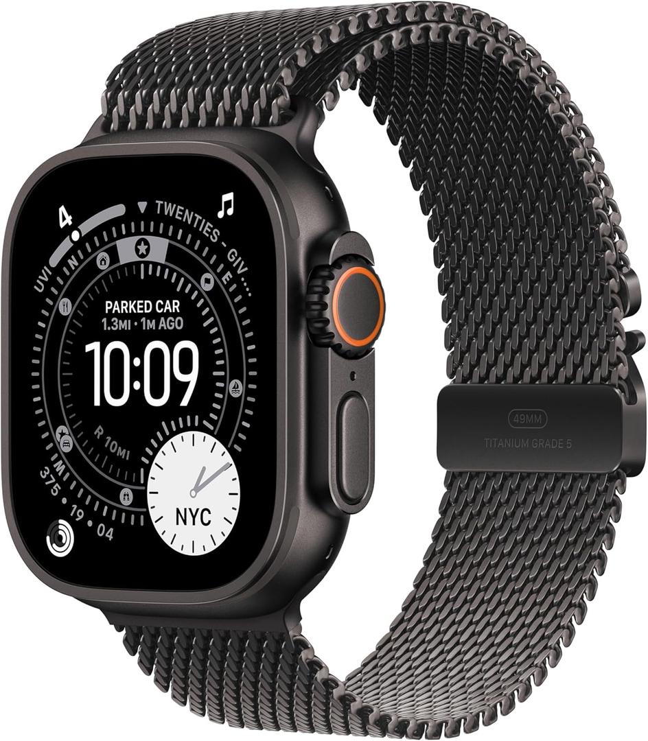 Apple Watch Ultra 3 [GPS + Cellular 49mm] Running & Multisport Smartwatch w/Rugged Titanium Case w/Black Titanium Milanese Loop - M. Satellite Communications, Advanced Health & Fitness Tracking