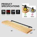 36 Inch Wooden Floating Shelves for Wall Set of 2, Finnish Spruce Solid Wood Shelf, Natural Wood Floating Shelves for Living Room, Bathroom, Bedroom, Kitchen, Natural Finish, Live Edge, 36"L, 2Packs