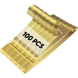 100 Pcs Stainless Steel Gold Metal Hanger for Clothes 16.5" Wire Hangers for Coat Suit Bridal Boutique Dress Closet Dorm Clothing Rack