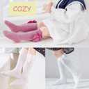 Marchare Baby Girls Knee High Socks Baby Girls Bow Stockings Cotton Uniform Stockings Dress Socks (White)
