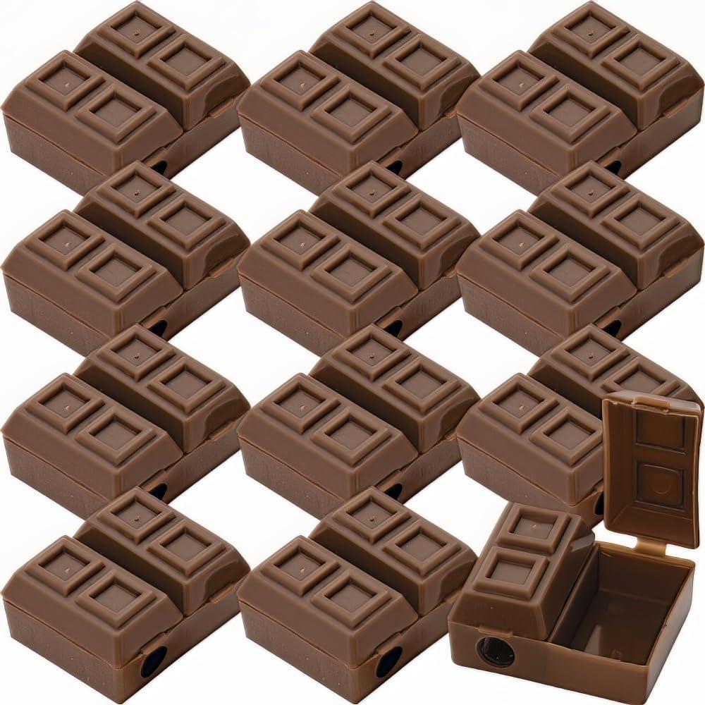 Chocolate BAR Pencil Sharpener W/Eraser - Stationery - 12 Pieces