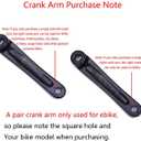 PROWHEEL Ebike Crank Arm in Square Hole,140MM/152MM/160MM/165MM/170MM/175MM Black Bike Crank Arm for Electric Bike, Mid Mounted Motor, Torque(1 Pair)