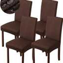 Genina Waterproof Chair Covers for Dining Room Dining Chair Covers Kitchen Parsons Chair Covers (Chocolate, 4 PCS)