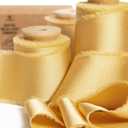 Vitalizart Gold Ribbon Silk Satin 1-1/ 2 inch x 15 Yard Metallic Handmade Frayed Ribbons for Gift Wrapping Baby Shower Wedding Bridal Bouquets Holiday Decor