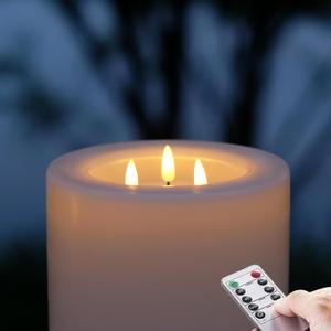 Outdoor XL 6.45" x 8" Large Flameless Candles with Remote, Rainproof Waterproof, LED Battery Operated, Flickering Pillar CANDLES, Need 3-C Batteries (Not Included)