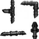 JAYEE Irrigation Fittings Kit for 1/4" Tubing 110 Piece Set - 50 Couplings,30 Tees, 20 Elbows, 10 End Plugs - Barbed Connectors for Drip or Sprinkler Systems