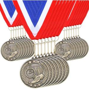 Remuuly 30/60/100 Pcs Track Award Medals Bulk 2'' Trophy Track and Field Medals Running Race First Place with Neck Ribbons Prize Gift for Tournaments Sports Competition Group Adult