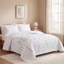 KOTTOMFY Soft Breathable Cotton Quilted Comfort, White Quilt Set Queen Size 92x96 3 Piece Lightweight Bedspread with Pillow Shams All Season Bedding