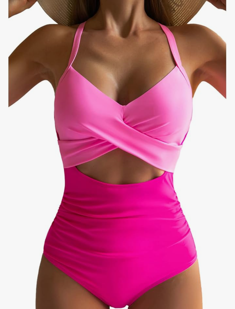 Eomenie Women's One Piece Swimsuits Tummy Control Cutout High Waisted Bathing Suit Wrap Tie Back 1 Piece Swimsuit Large