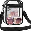 Clear Bag Stadium Approved Clear Purse for Women Clear Crossbody Bag for Stadium Events Concerts Festivals (Medium, Black)