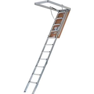 LITE 10-Foot Aluminium Attic Ladder 54" W x 25.5" H (Rough Opening), 375-Pound Load Capacity, Type IAA, AP2540MG