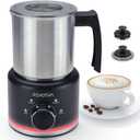 Milk Frother and Steamer, 500ml 4-in-1 Electric Foam Maker with Dial Control & LED Indicator, Hot & Cold Milk Frother, Non-Stick Stainless Steel, Silent, Easy to Clean, for Coffee, christmas gift