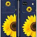 Goocrux for Google Pixel 6A Case Sunflower for Women Girls Cute Floral Flowers Girly Pretty Phone Cover Fashion Flower Unique Design with Slide Camera Cover Aesthetic Cases for Pixel 6A 5G 6.1 inch