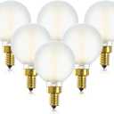 E12 Led G16.5 Bulb 4W,Dimmable E12 Candelabra Bulb 40 Watt,Soft White 3000K,Frosted Glass,Type G Bulbs for Chandelier,Vanity Light Bulbs,400lm,6 Pack