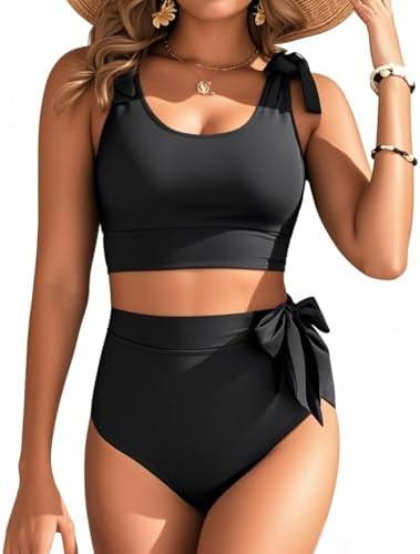 Two Piece High Waisted Swimsuits - Women Tummy Control Bikini Modest Bathing Suit 2PC 2025, Size XL