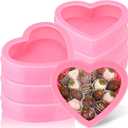 Wesiti 6 Pcs Small Heart Shaped Boxes with Window Valentine's Day Gift Boxes Plastic Storage Container for DIY Projects Presents Candy Jewelry Mother's Day Gifts (Pink)