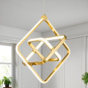 Modern LED Pendant Light Gold Pendant Lights 4000K 35W Dimmable Height Adjustable Pendant Lighting Rectangle Chandelier for Kitchen Island Dining Room Bedroom Living Room Foyer3-Ring (Rectangular-3 Ring External Glow) Modern LED Pendant Light Gold Pendant Lights 4000K 35W Dimmable Height Adjustable Pendant Lighting Rectangle Chandelier for Kitchen Island Dining Room Bedroom Living Room Foyer3-Ring (Rectangular-3 Ring External Glow)