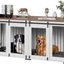 VEVOR 72"Dog Crate Furniture for 2 Dogs,Double Dog Crate Furniture with Double Sliding Doors,Large Dog Crate TV Stand with Removable Tray,Steel Frame Double Dog Crate for Small,Medium,Large Dogs White (71")