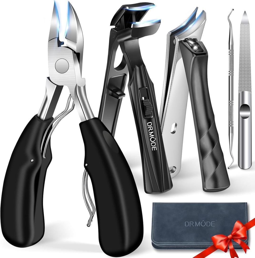 Toenail Clippers for Thick Toenails for Seniors, Angled Head Large Toe Nail Clippers Set for Men, Heavy Duty Ingrown Toenail Clippers with Long Handle, Ultra Sharp Slanted Nail Cutter Wide Jaw