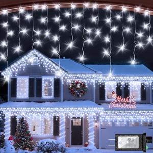 670 LED 66ft Christmas Lights with 148 Drops, 12 Lighting Modes Cool White Christmas Decoration Twinkling Lights Dimmable, Timer Outdoor Waterproof Fairy Lights for Indoor Garden House Eaves Roof