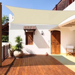 Coarbor 12'x14' Sun Shade Sail Outdoor Canopy Cover Rectangle Heavy Duty Shade Cloth for Backyard Yard Deck Patio Garden Outdoor, Beige