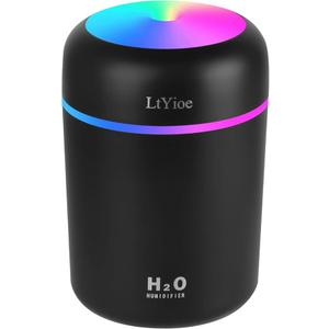 LtYioe Humidifier Portable Mini Humidifiers for Bedroom, Personal Desktop Cool Mist Air Humidifier with Colorful Night Light, 2 Mist Modes & Auto ShutOff, Super Quiet for Car Office Home (Black)