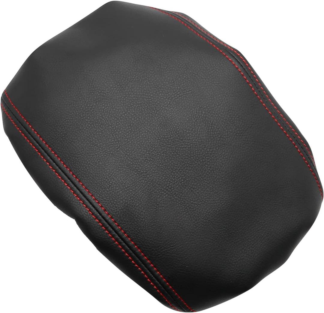 Leather Center Console Armrest Cover Replacement for Honda Civic 2022 2023 Sedan LX Sport EX Touring, Hatchback LX Sport EX-L Sport Touring Black (Gray line,Red line) (Black (Red line))
