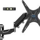 MOUNTUP Height Adjustable TV Wall Mount for 26-55 Inch TVs, Gas Spring Full Motion Articulating TV Bracket with Smooth Swivel Tilt & Safe Corner Installation, 400x400mm VESA, 11-66 lbs, Textured Black