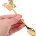 4pcs Golden Stainless Steel Butterfly Long Handle Mixing Spoons 5.31 Inch Coffee Dessert and Salad Spoons for Home and Party Use Easy to Clean