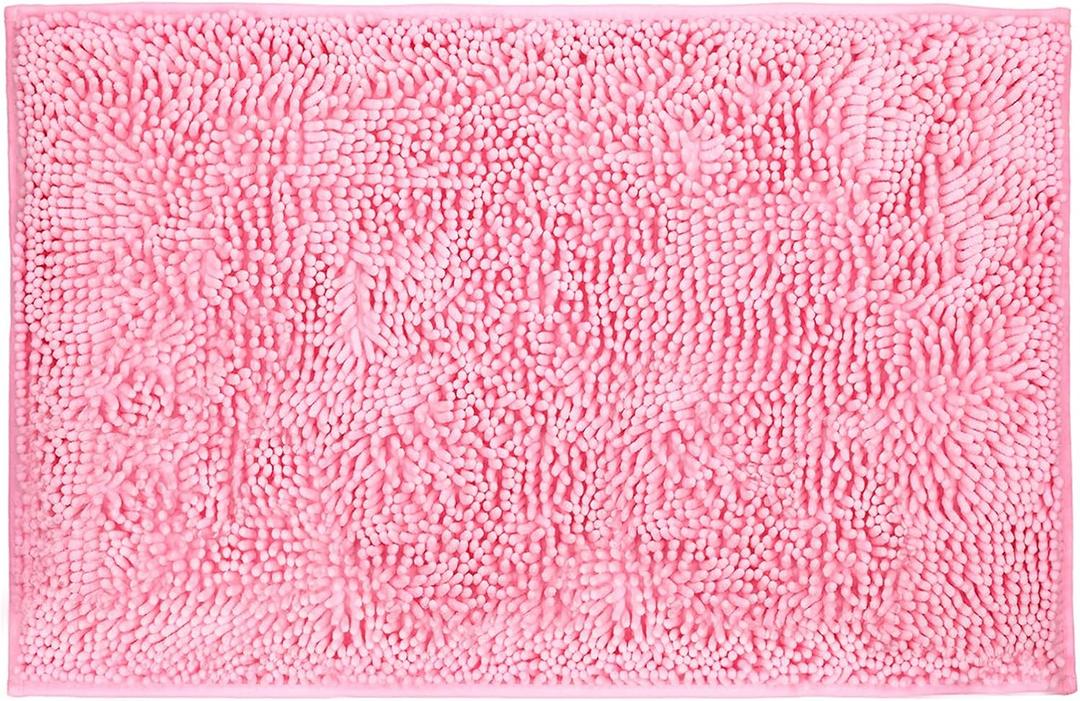 LanYunUmi Rugs for Bathroom Slip-Resistant Shag Chenille Bath Mat Extra Soft and Absorbent Rug Shower Room Machine-Washable Fast Dry（Pink 17"x24"）