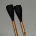 VOVOLY Cooking Spoon for Nonstick Cookingwares, Silicone Spoon Spoon for Mixing, Scoop, and Scrape, Black (13.4''+11.4" Black 2-Pack)