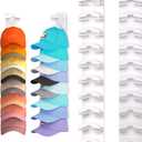 2 Pack Hat Organizer for Baseball Caps, Hat Rack for Wall with Strong Adhesive, Hold Up to 20 Hats, Hat Rack for Door Closet, Multi-Tier Hat Organizer, Two Mounting Options (White)