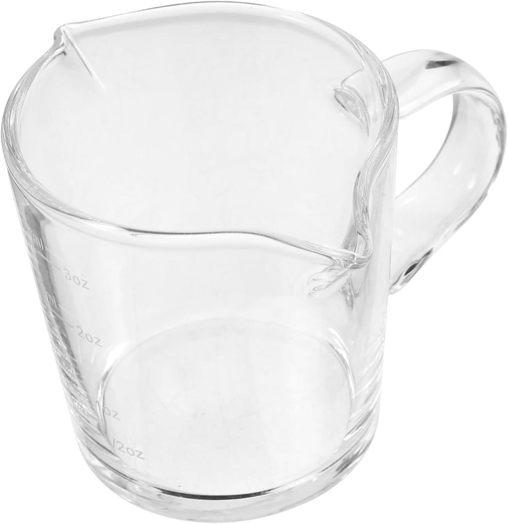 GLEAVI Elegant Double Spout Glass Milk Pitcher Espresso Cup for Coffee Bar Supplies for Latte Art and Creamer Lightweight Design with Comfortable Handle
