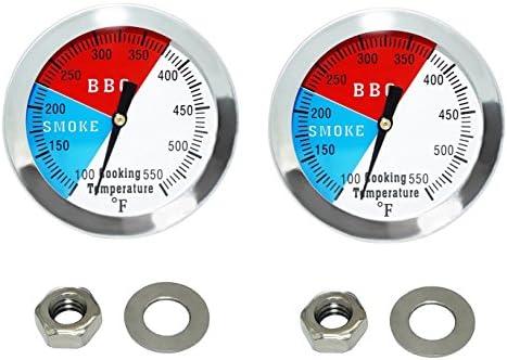2 Inch BBQ Thermometer Gauge - 2 Pcs Charcoal Pit Smoker Temp Gauge - Replacement for Smoker Grill Wood Charcoal Pit, Temp Thermometer