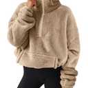 ANRABESS Sweatshirt for Women Zip Up Hoodies Cropped Pullover Fleece Hooded Sherpa Sweaters Tops 2025 Fall Winter Clothes Large