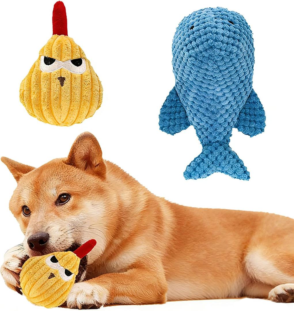 2 Pack Plush Squeakay Dog Toys,Soft Stuffed Dog Toys with Gentle Squeaker for Small & Medium Dogs,Indoor Play